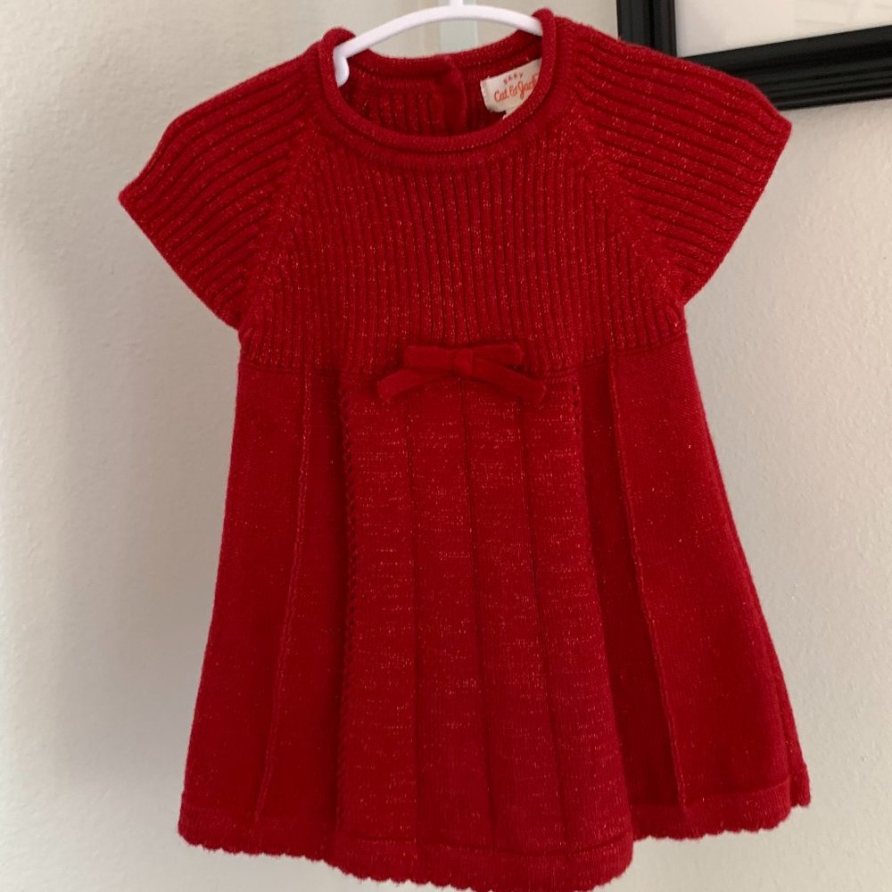 CAT & JACK Baby Sweater Dress, Red, Size: 6-9 mo.